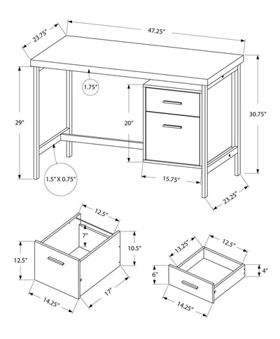 Computer Desk - 48"L / Dark Taupe / Silver Metal - I 7150