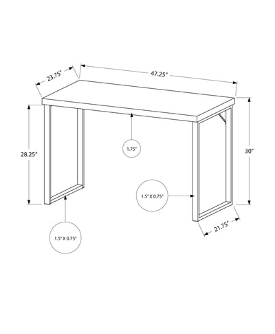 Computer Desk - 48"L / White / Silver Metal - I 7154