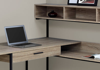 Computer Desk - Dark Taupe / Black Metal Corner - I 7161