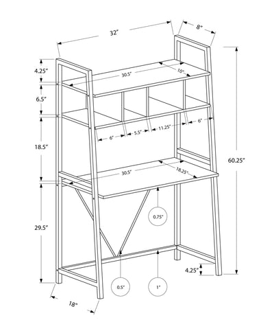 Computer Desk - 32"L / White Top / White Metal - I 7163