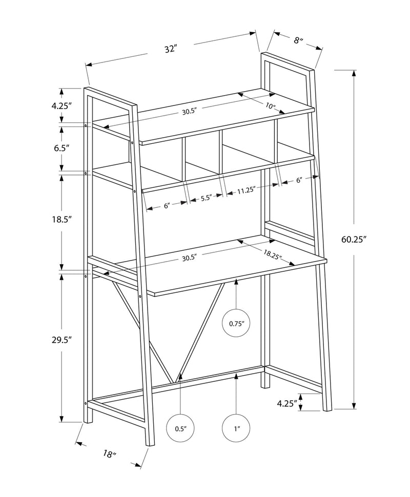 Computer Desk - 32"L / White Top / White Metal - I 7163