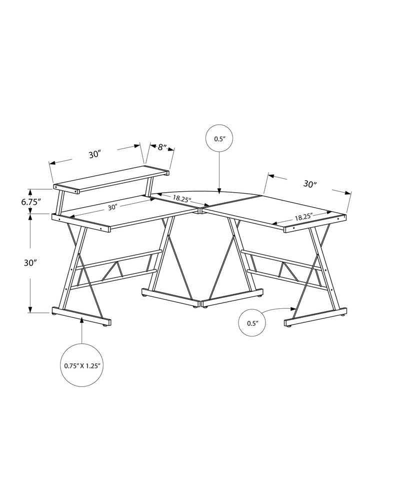 Computer Desk - Cappuccino Top / Silver Metal - I 7171