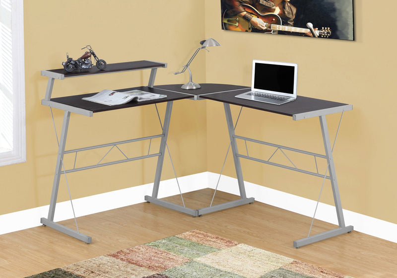 Computer Desk - Cappuccino Top / Silver Metal - I 7171