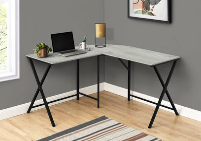 Computer Desk - 55"L / Grey Top / Black Metal Corner - I 7196