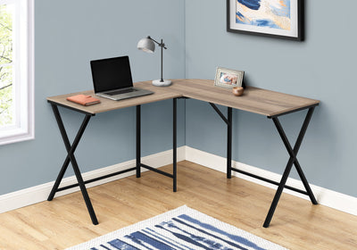 Computer Desk - 55"L / Dark Taupe Top/ Black Metal Corner - I 7197