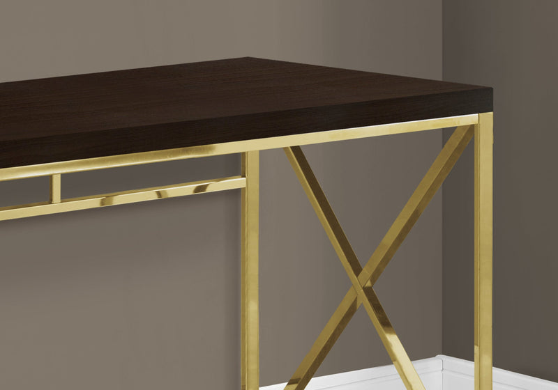 Computer Desk - 48"L / Cappuccino / Gold Metal - I 7201