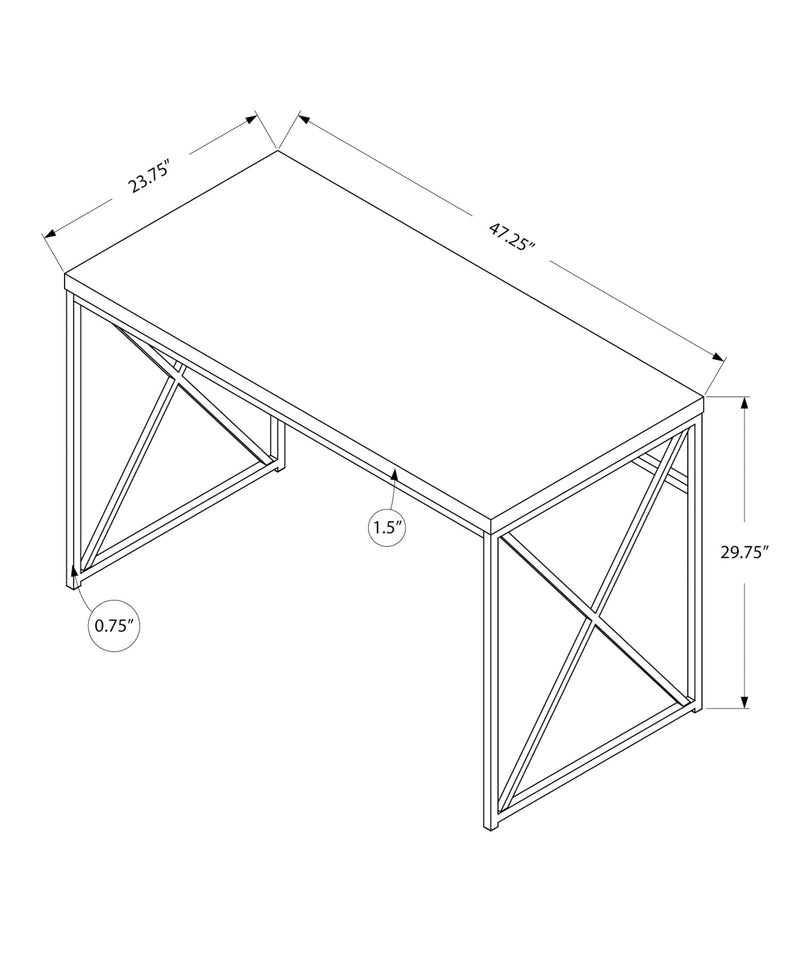 Computer Desk - 48"L / Cappuccino / Gold Metal - I 7201