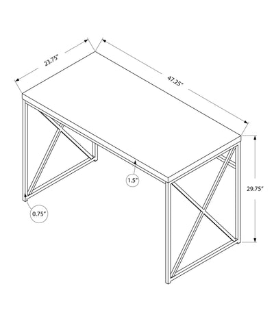 Computer Desk - 48"L / Dark Taupe / Chrome Metal - I 7204