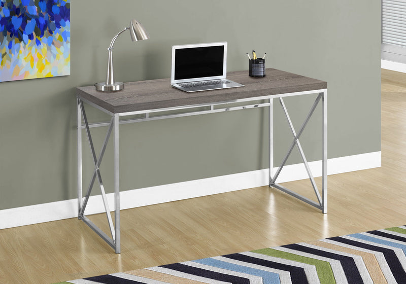 Computer Desk - 48"L / Dark Taupe / Chrome Metal - I 7204