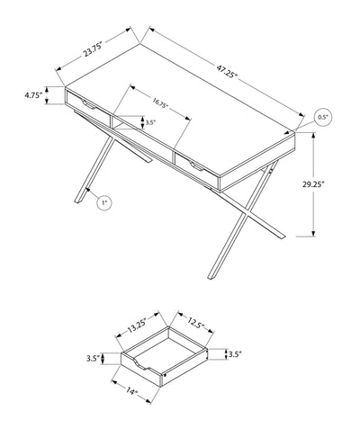 Computer Desk - 48"L / Cappuccino / Gold Metal - I 7210