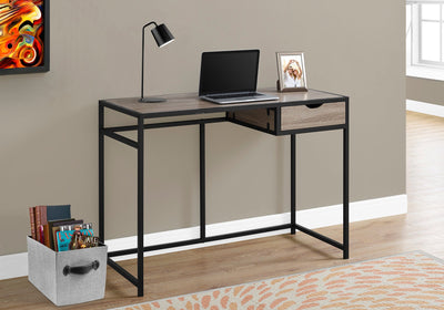 Computer Desk - 42"L / Dark Taupe / Black Metal - I 7221