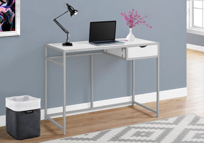 Computer Desk - 42"L / White / Silver Metal - I 7222