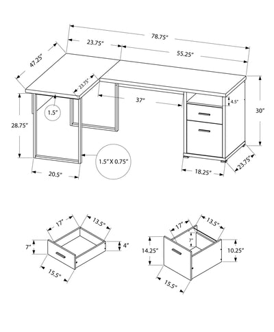 Computer Desk - 80"L / Dark Taupe Left Or Right Facing - I 7255