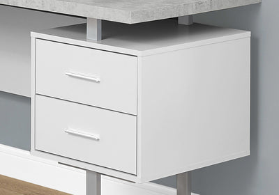 Computer Desk - 70"L White / Cement-Look Left/Right Face - I 7307