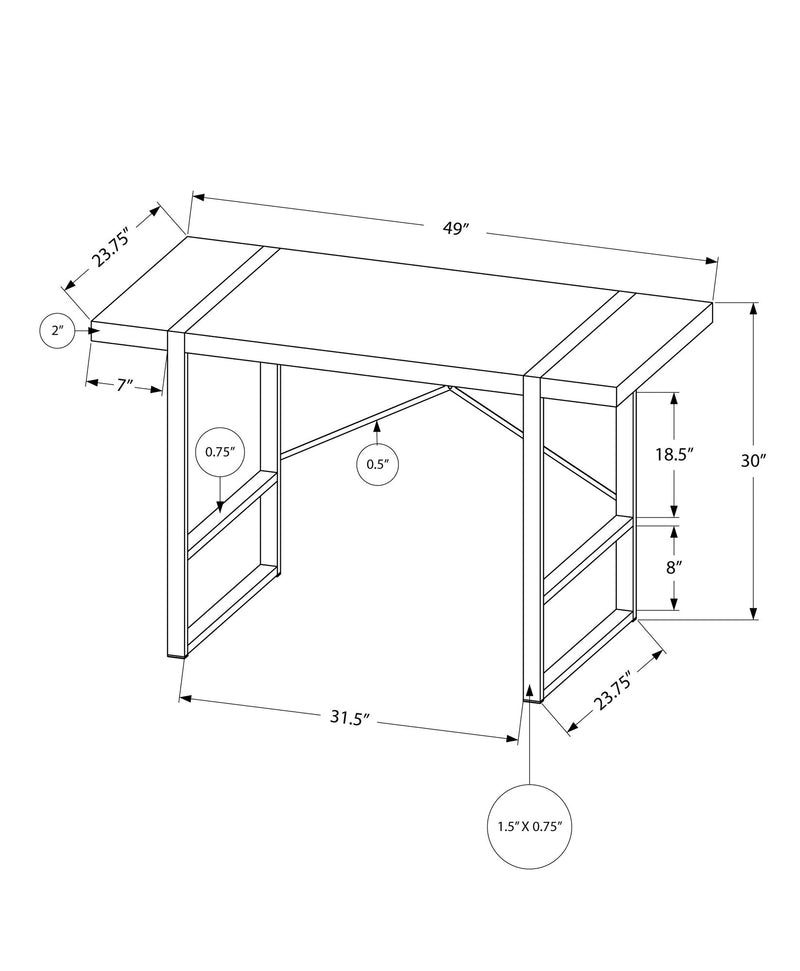 Computer Desk - 48"L / Dark Taupe / Black Metal - I 7310