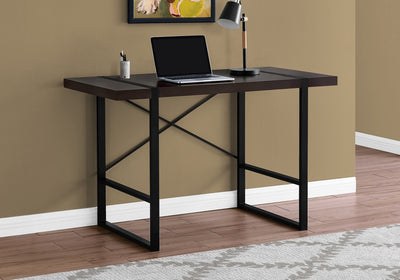 Computer Desk - 48"L / Cappuccino / Black Metal - I 7311