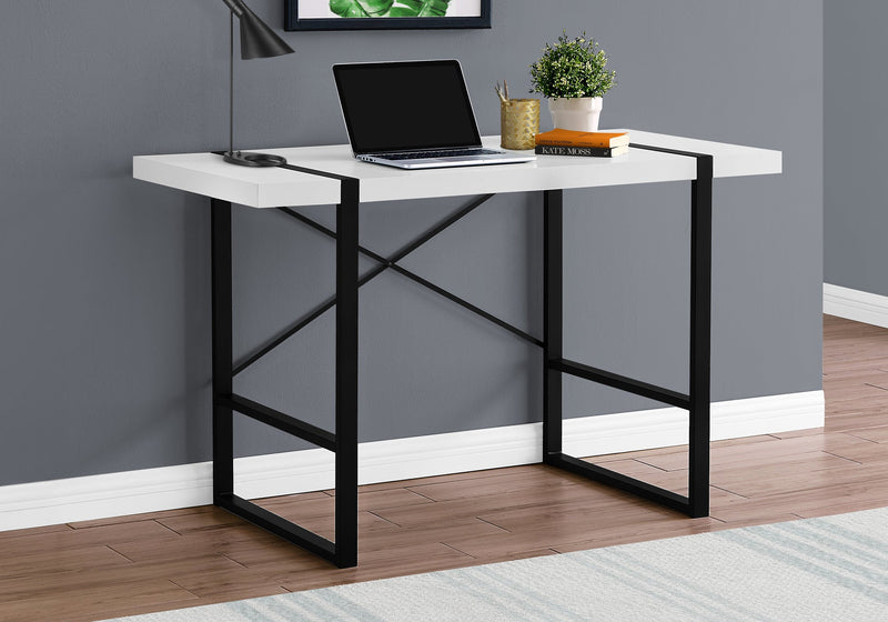 Computer Desk - 48"L / White / Black Metal - I 7313