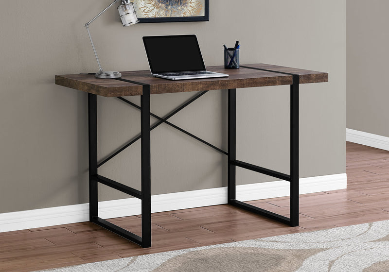 Computer Desk - 48"L / Brown Reclaimed Wood / Black Metal - I 7314