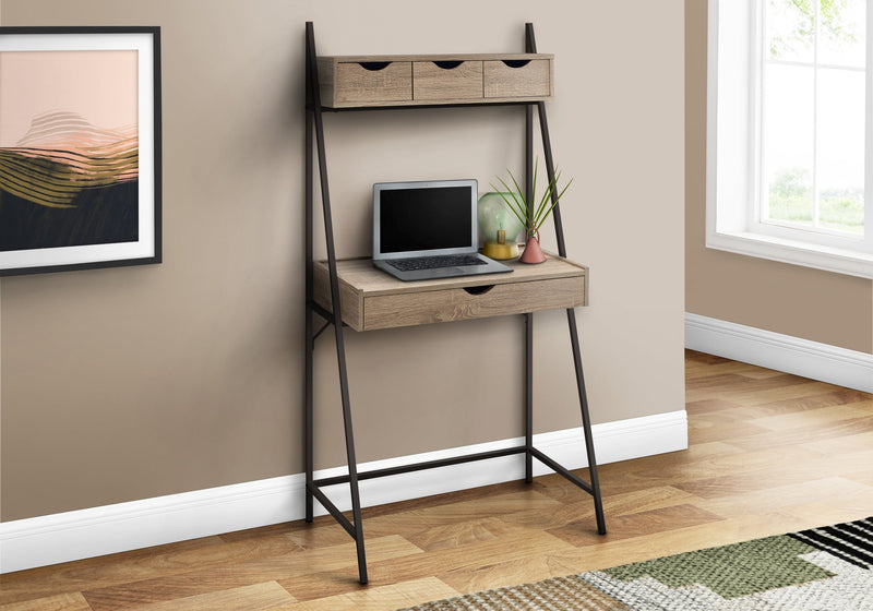 Computer Desk - 32"L / Dark Taupe / Black Metal - I 7332