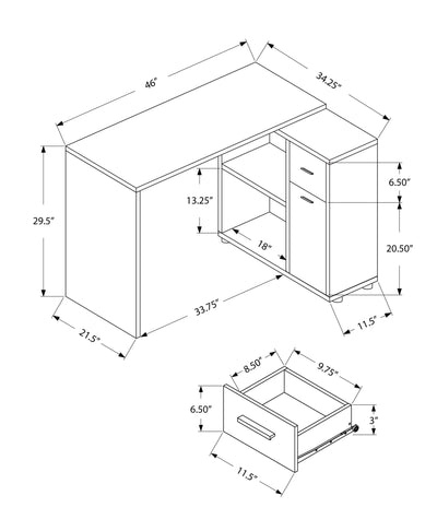 Computer Desk - 46"L / Industrial Grey / Storage Cabinet - I 7346