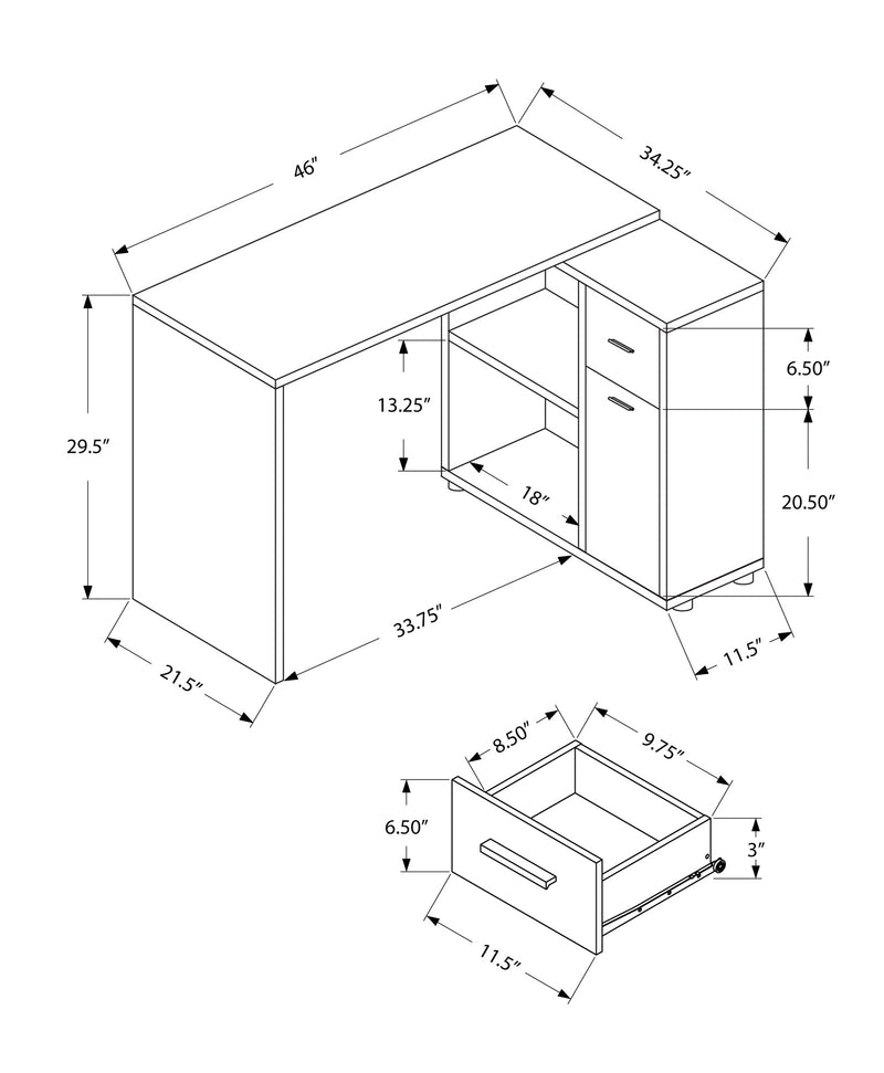 Computer Desk - 46"L / Industrial Grey / Storage Cabinet - I 7346