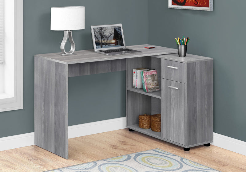 Computer Desk - 46"L / Grey With A Storage Cabinet - I 7351