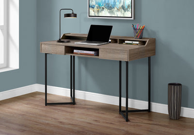 Computer Desk - 48"L / Dark Taupe / Black Metal - I 7360