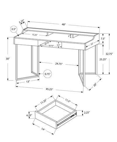 Computer Desk - 48"L / Dark Taupe / Black Metal - I 7360