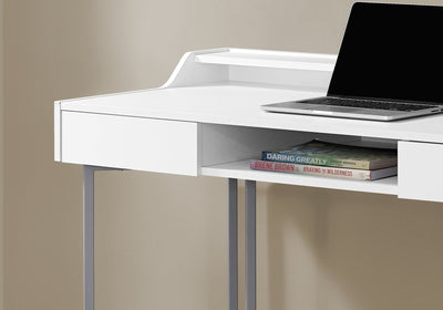 Computer Desk - 48"L / White / Silver Metal - I 7361