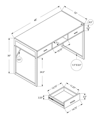 Computer Desk - 48"L / White / Silver Metal - I 7364