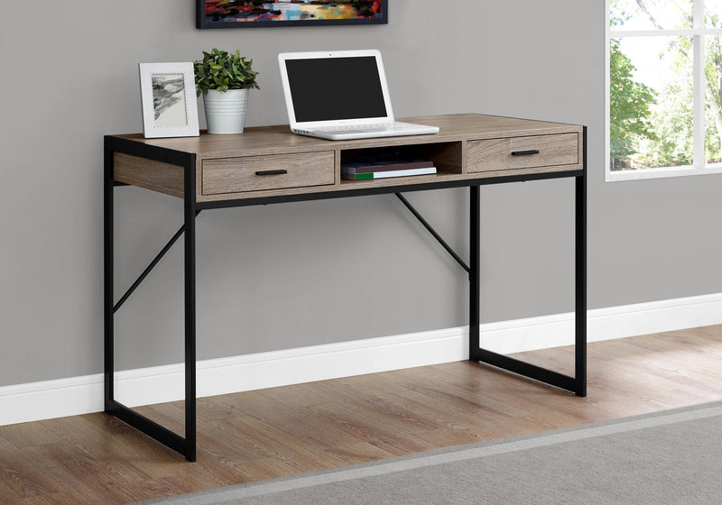 Computer Desk - 48"L / Dark Taupe / Black Metal - I 7365