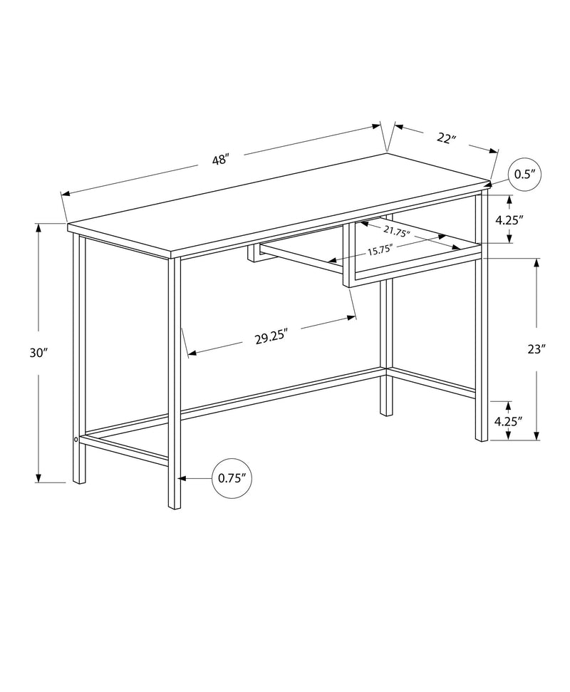 Computer Desk - 48"L / White / Silver Metal - I 7368