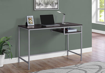 Computer Desk - 48"L / Cappuccino / Silver Metal - I 7369