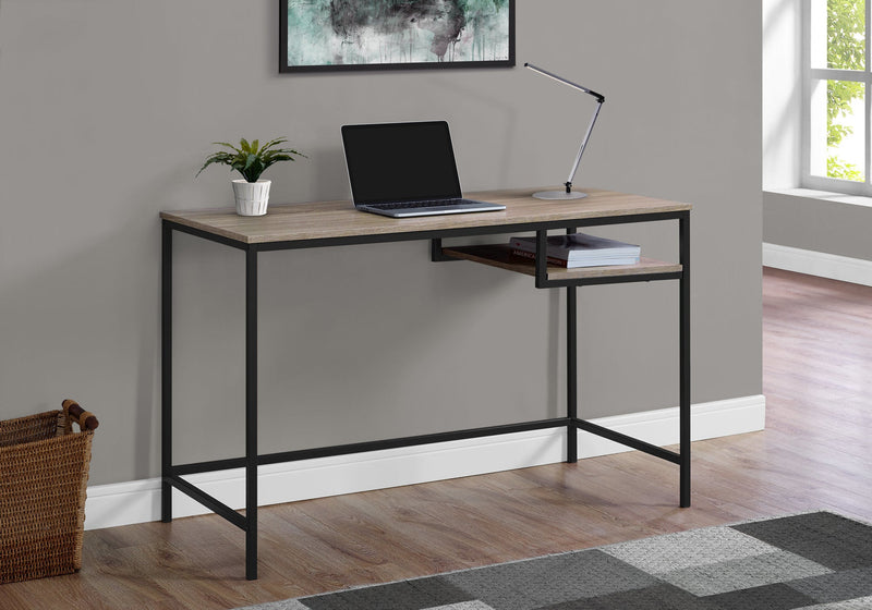 Computer Desk - 48"L / Dark Taupe / Black Metal - I 7370