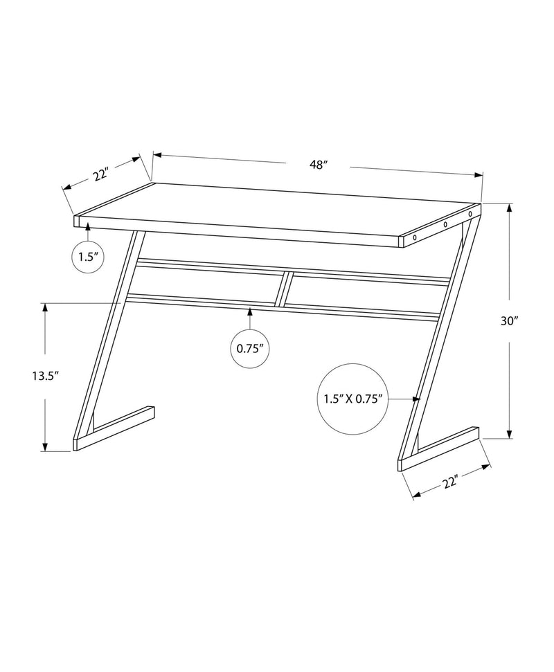 Computer Desk - 48"L / White / Silver Metal - I 7372