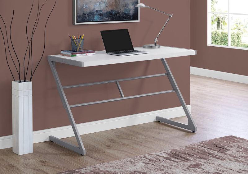 Computer Desk - 48"L / White / Silver Metal - I 7372