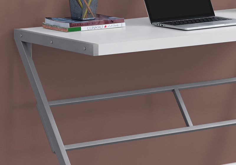 Computer Desk - 48"L / White / Silver Metal - I 7372