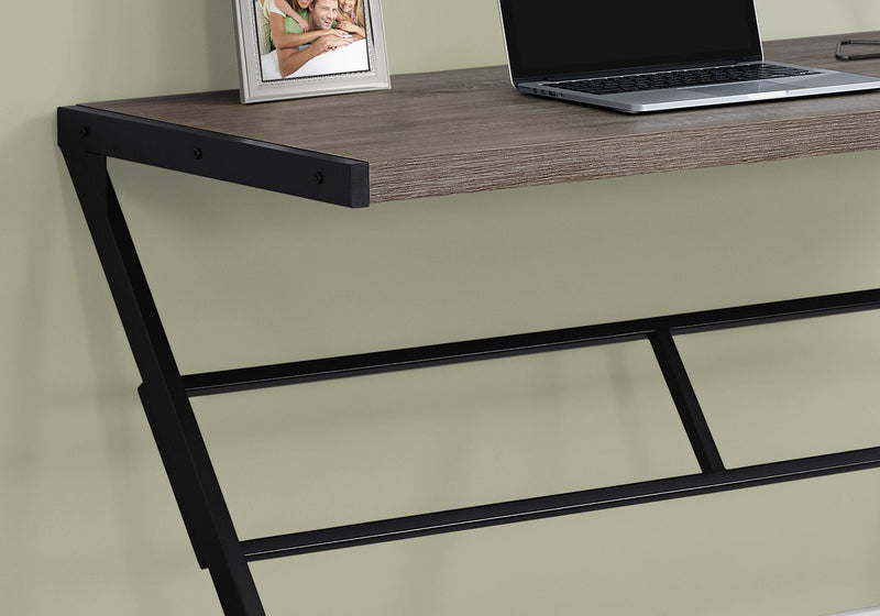 Computer Desk - 48"L / Dark Taupe / Black Metal - I 7373