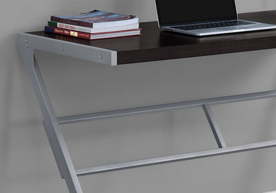 Computer Desk - 48"L / Cappuccino / Silver Metal - I 7374