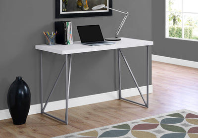 Computer Desk - 48"L / White / Silver Metal - I 7376