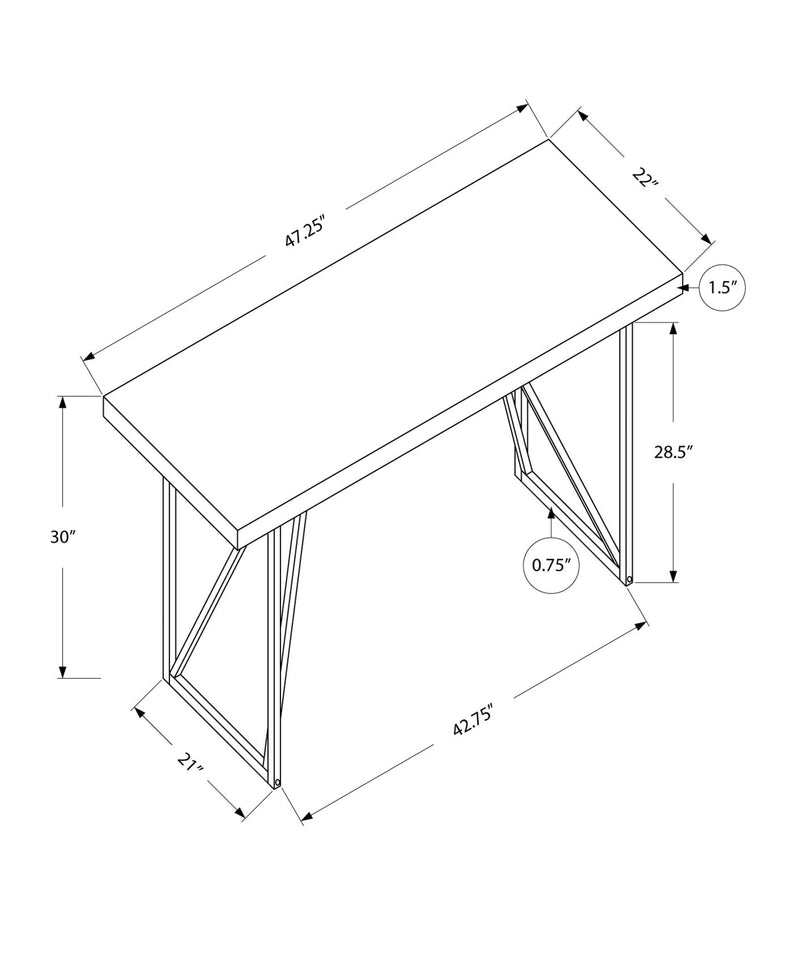 Computer Desk - 48"L / White / Silver Metal - I 7376