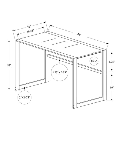 Computer Desk - 48"L / Black Metal / Black Tempered Glass - I 7379