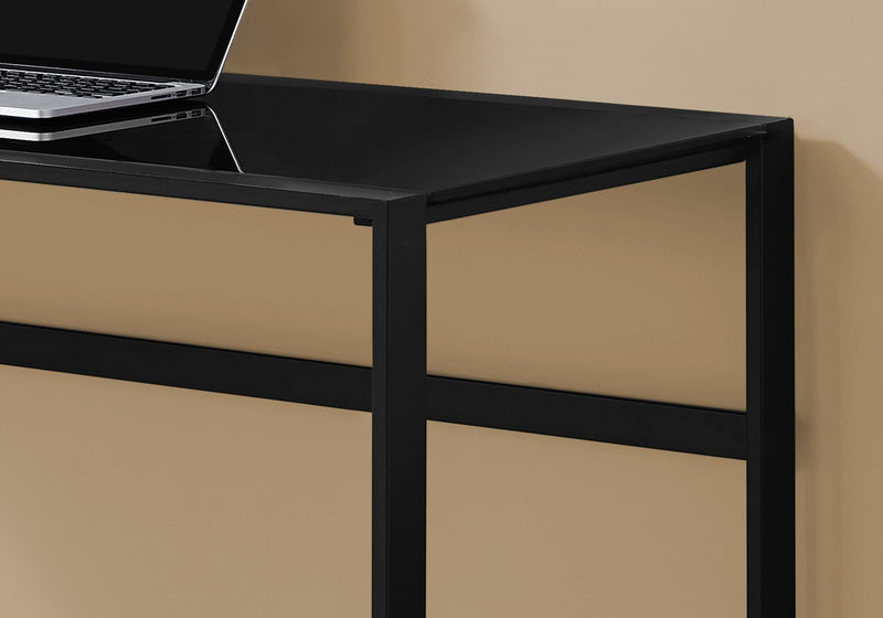 Computer Desk - 48"L / Black Metal / Black Tempered Glass - I 7379