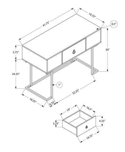 Computer Desk - 42"L / White / Black Metal - I 7385