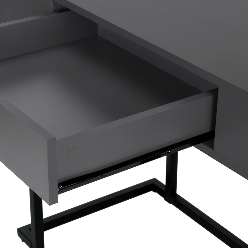 Computer Desk - 42"L / Modern Grey / Black Metal - I 7386