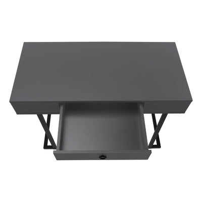 Computer Desk - 42"L / Modern Grey / Black Metal - I 7386