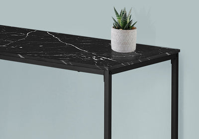 Computer Desk - 58"L / Black Marble / Black Metal Corner - I 7396