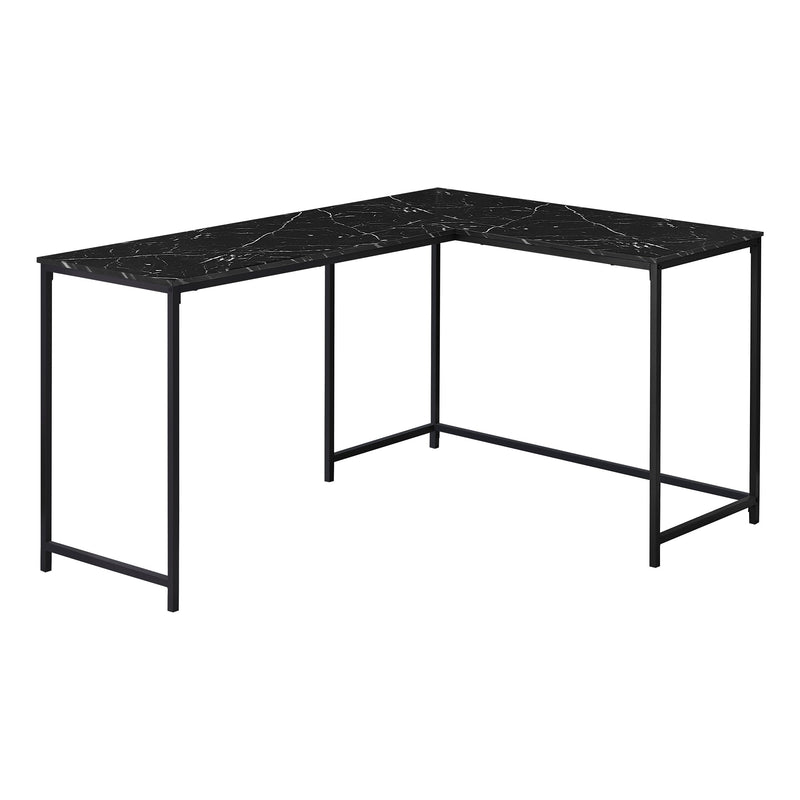 Computer Desk - 58"L / Black Marble / Black Metal Corner - I 7396