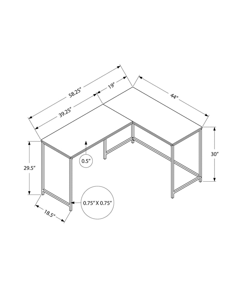 Computer Desk - 58"L / Natural / White Metal Corner - I 7397