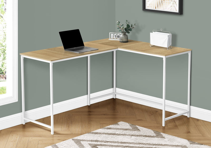 Computer Desk - 58"L / Natural / White Metal Corner - I 7397